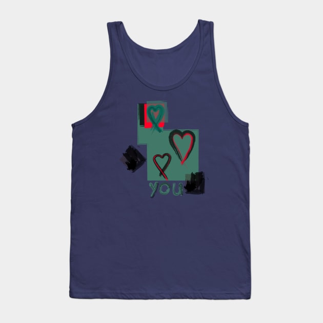 "Heart On You" Print - Blue Combo Tank Top by Nicky Brendon